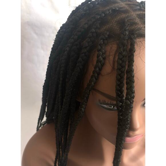 Full Lace Knotless Box Braided Wig color 280 Black w/ Gray - Picture 11 of 14